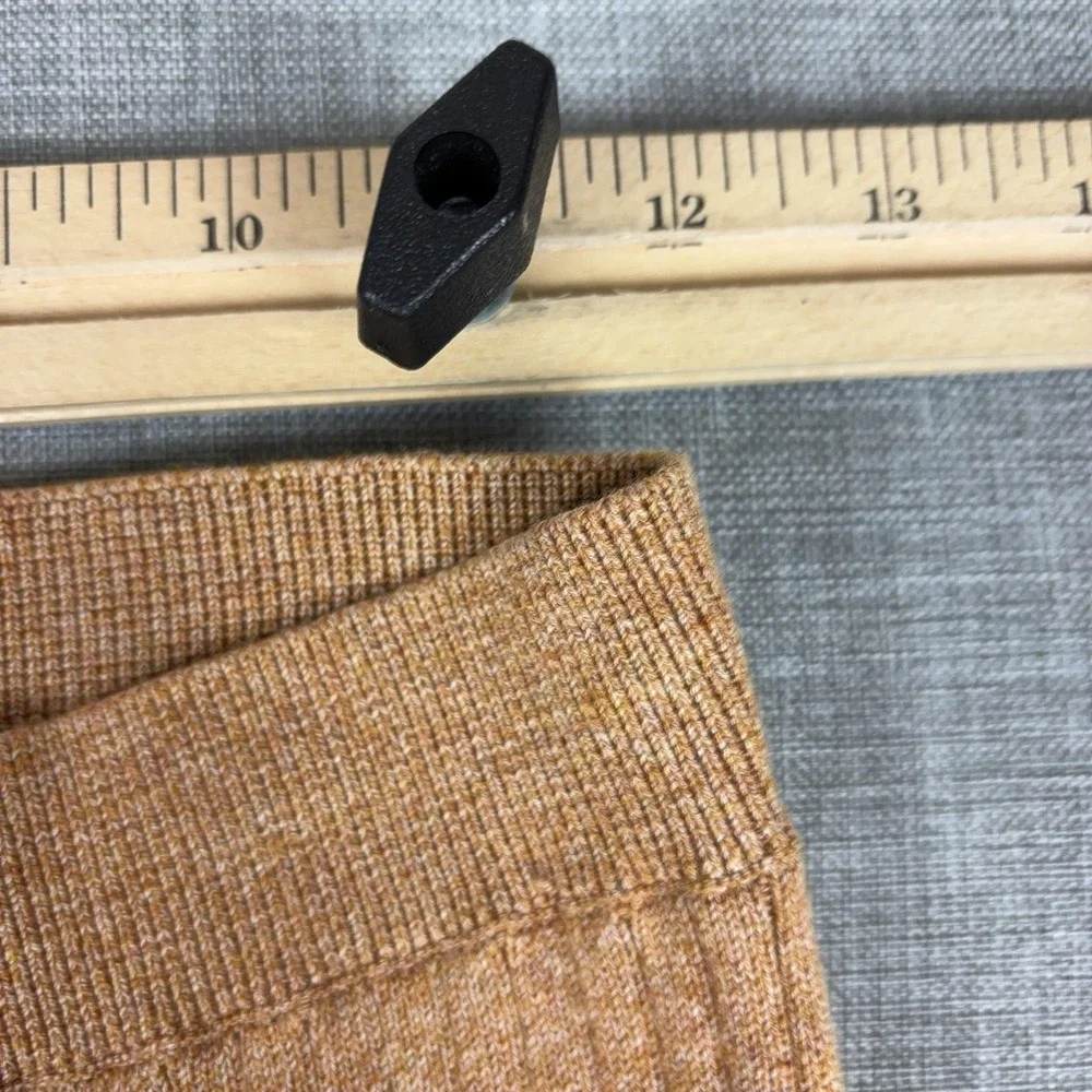 Free People Skirt Womens Medium Brown Ribbed Knit Midi Pencil Elastic Waist Slit